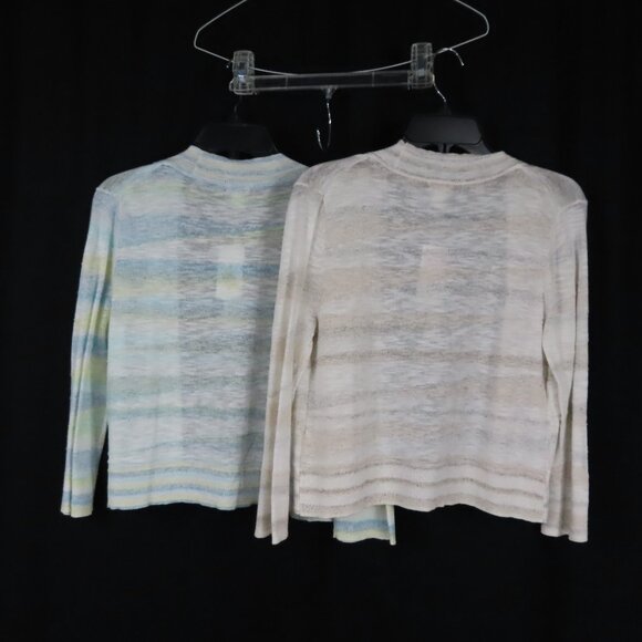 Lightweight Blue and Tan Striped Spense Sweaters Sz. S - Picture 2 of 14